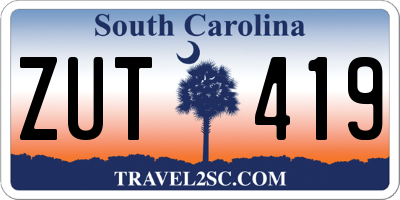 SC license plate ZUT419