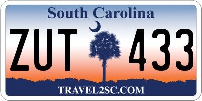 SC license plate ZUT433