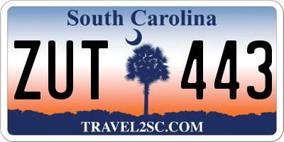 SC license plate ZUT443