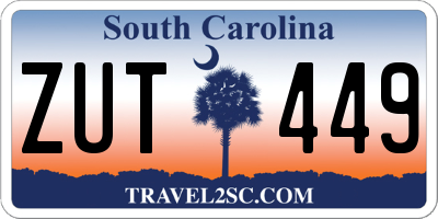 SC license plate ZUT449