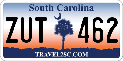 SC license plate ZUT462