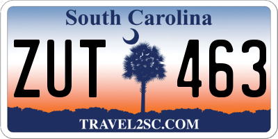 SC license plate ZUT463