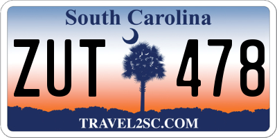 SC license plate ZUT478