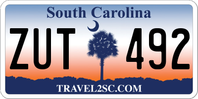 SC license plate ZUT492