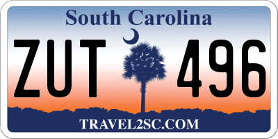 SC license plate ZUT496
