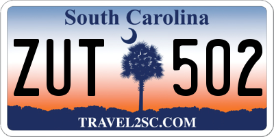 SC license plate ZUT502