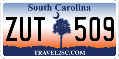 SC license plate ZUT509