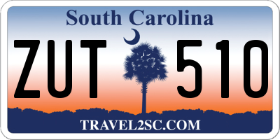 SC license plate ZUT510