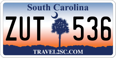 SC license plate ZUT536
