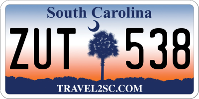 SC license plate ZUT538