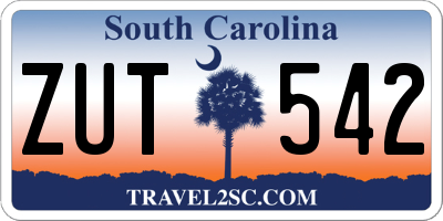 SC license plate ZUT542