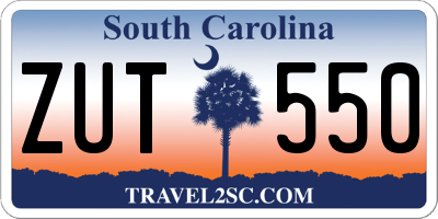 SC license plate ZUT550