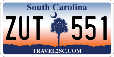 SC license plate ZUT551