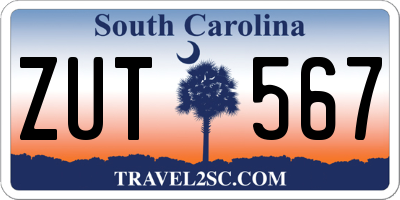 SC license plate ZUT567