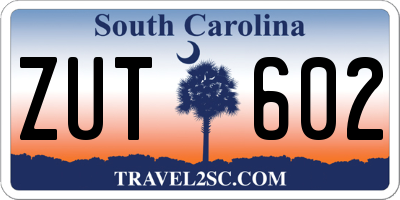 SC license plate ZUT602