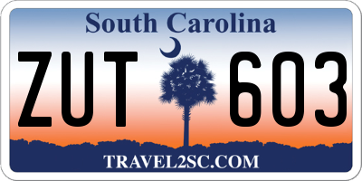 SC license plate ZUT603