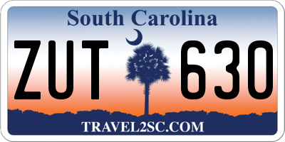 SC license plate ZUT630