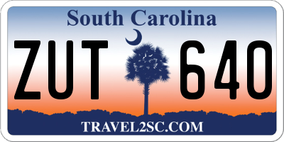 SC license plate ZUT640