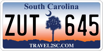 SC license plate ZUT645