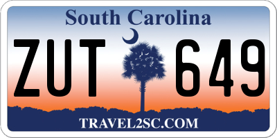 SC license plate ZUT649