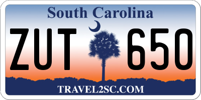 SC license plate ZUT650