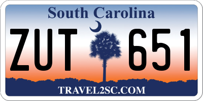 SC license plate ZUT651