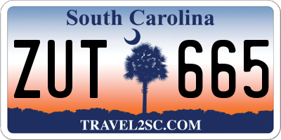 SC license plate ZUT665
