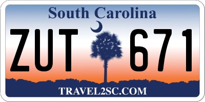 SC license plate ZUT671
