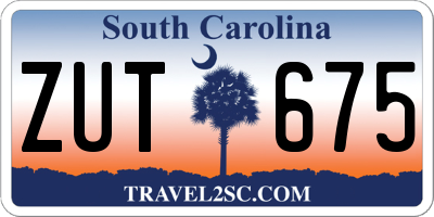 SC license plate ZUT675