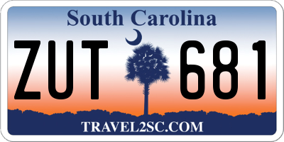 SC license plate ZUT681