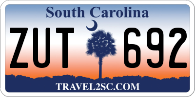 SC license plate ZUT692