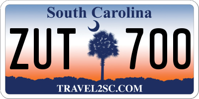 SC license plate ZUT700