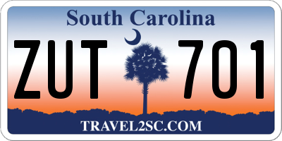 SC license plate ZUT701