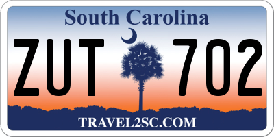 SC license plate ZUT702