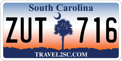 SC license plate ZUT716