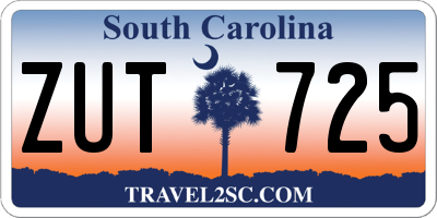 SC license plate ZUT725