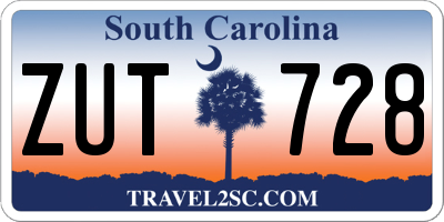 SC license plate ZUT728