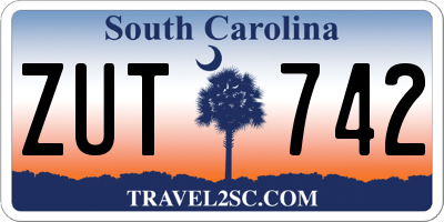 SC license plate ZUT742