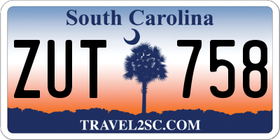SC license plate ZUT758