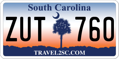 SC license plate ZUT760