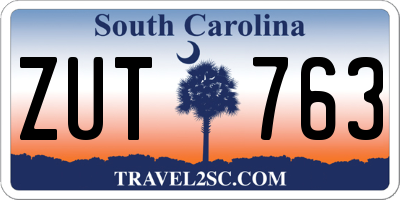 SC license plate ZUT763