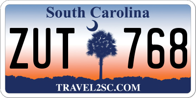 SC license plate ZUT768