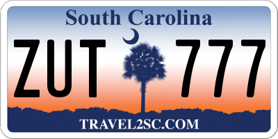 SC license plate ZUT777