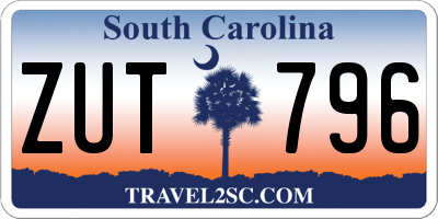 SC license plate ZUT796