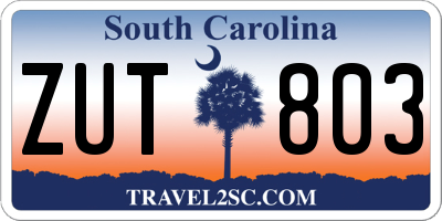 SC license plate ZUT803