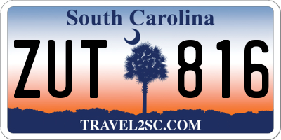 SC license plate ZUT816