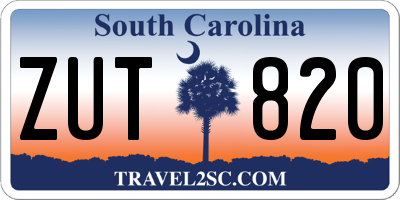 SC license plate ZUT820