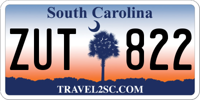 SC license plate ZUT822