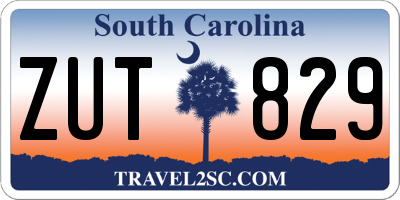 SC license plate ZUT829