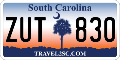 SC license plate ZUT830